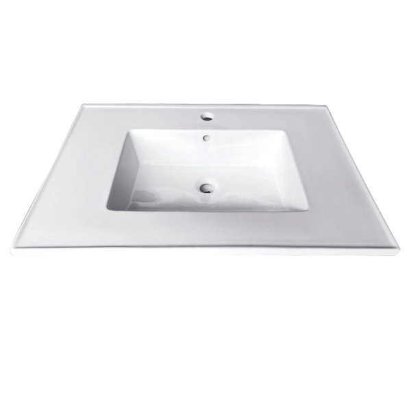 Fauceture Continental 25"x22" Ceramic Vanity Top W/ Integrated Basin 1H, White LBT252271